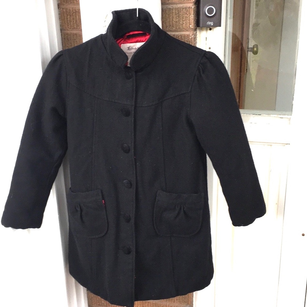 Lullah Bette Girls Black Wool Lined Coat